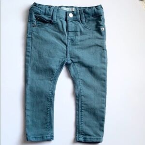 Zara Teal Spring Stretchy Denim Jeans Infant Size 9-12 Months